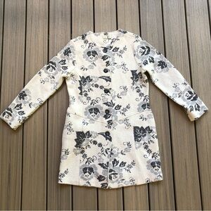 NWOT Lucy & Laurel Button Front Cream & Black Floral Wool Blend Coat Size XL